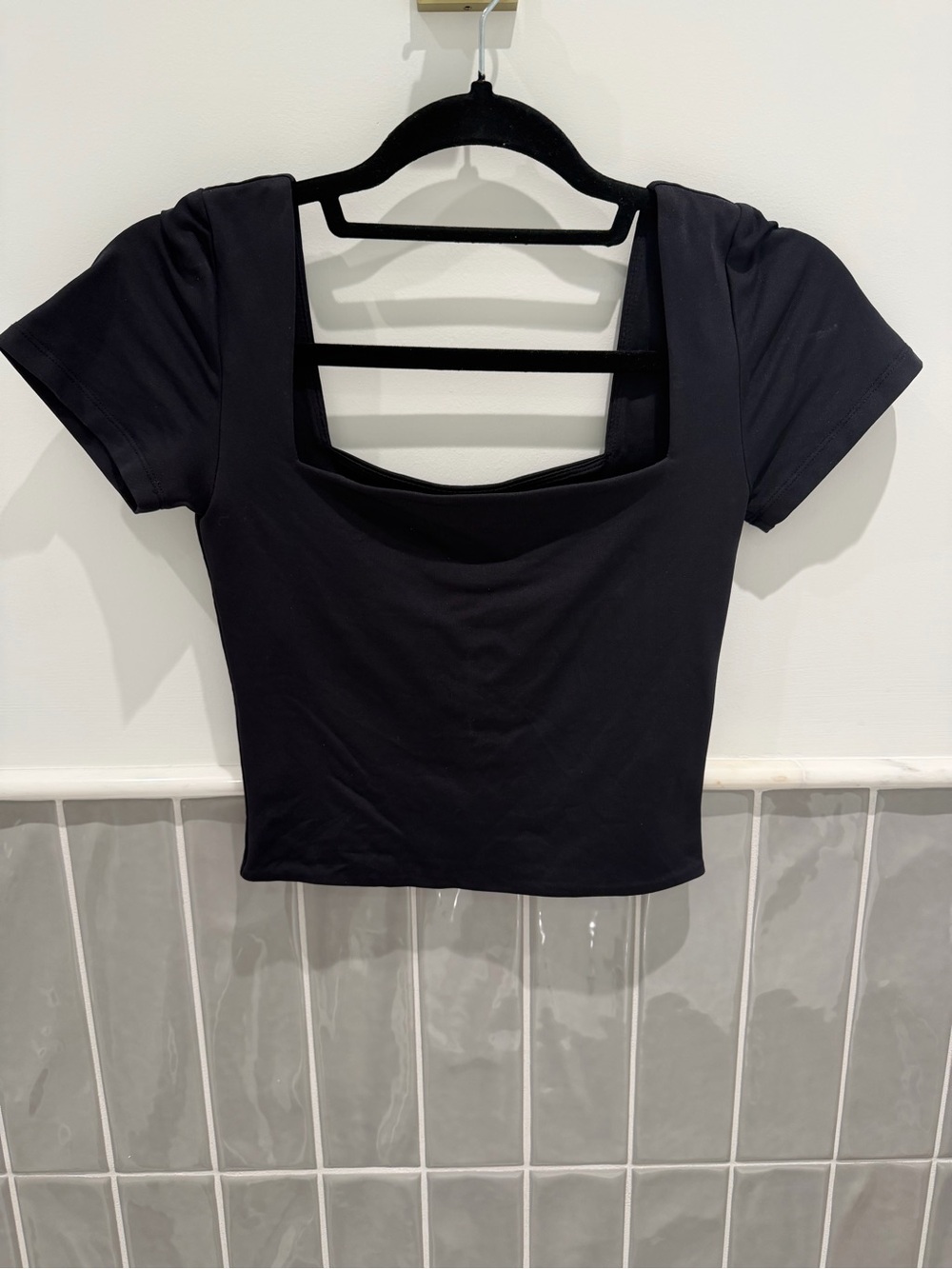 Black Square-Neck Crop Top